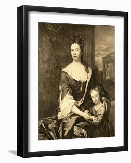 Portrait of Queen Anne and Her Son William, Duke of Gloucester-Michael Dahl-Framed Giclee Print