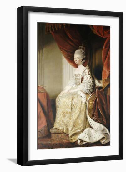 Portrait of Queen Charlotte, Full Length, Seated in Robes of State-Sir Joshua Reynolds-Framed Giclee Print