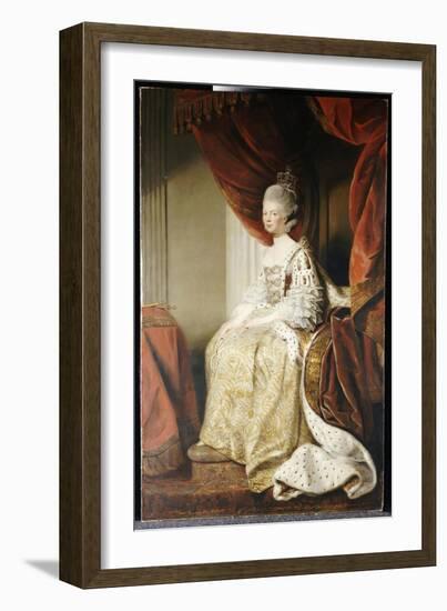 Portrait of Queen Charlotte, Full Length, Seated in Robes of State-Sir Joshua Reynolds-Framed Giclee Print