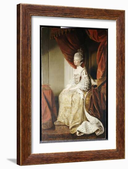 Portrait of Queen Charlotte, Full Length, Seated in Robes of State-Sir Joshua Reynolds-Framed Giclee Print