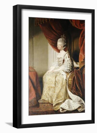 Portrait of Queen Charlotte, Full Length, Seated in Robes of State-Sir Joshua Reynolds-Framed Giclee Print