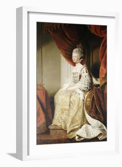 Portrait of Queen Charlotte, Full Length, Seated in Robes of State-Sir Joshua Reynolds-Framed Giclee Print