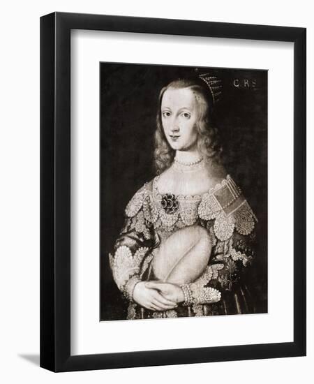 Portrait of Queen Christina of Sweden-null-Framed Premium Giclee Print