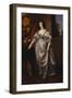 Portrait of Queen Henrietta-Maria, Full Length Wearing a Grey Satin Dress, by a Table, with a…-Sir Anthony Van Dyck (Follower of)-Framed Giclee Print