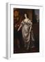 Portrait of Queen Henrietta-Maria, Full Length Wearing a Grey Satin Dress, by a Table, with a…-Sir Anthony Van Dyck (Follower of)-Framed Giclee Print