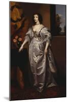 Portrait of Queen Henrietta-Maria, Full Length Wearing a Grey Satin Dress, by a Table, with a…-Sir Anthony Van Dyck (Follower of)-Mounted Giclee Print