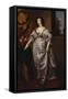 Portrait of Queen Henrietta-Maria, Full Length Wearing a Grey Satin Dress, by a Table, with a…-Sir Anthony Van Dyck (Follower of)-Framed Stretched Canvas