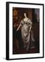 Portrait of Queen Henrietta-Maria, Full Length Wearing a Grey Satin Dress, by a Table, with a…-Sir Anthony Van Dyck (Follower of)-Framed Giclee Print