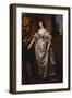Portrait of Queen Henrietta-Maria, Full Length Wearing a Grey Satin Dress, by a Table, with a…-Sir Anthony Van Dyck (Follower of)-Framed Premium Giclee Print