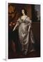 Portrait of Queen Henrietta-Maria, Full Length Wearing a Grey Satin Dress, by a Table, with a…-Sir Anthony Van Dyck (Follower of)-Framed Giclee Print