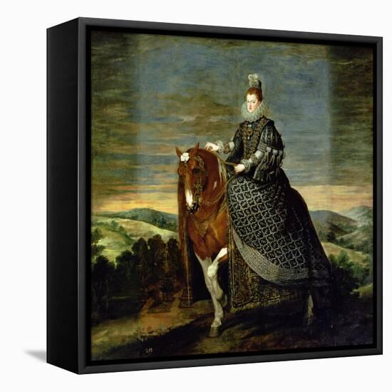 Portrait of Queen Margaret of Austria-Diego Velazquez-Framed Stretched Canvas