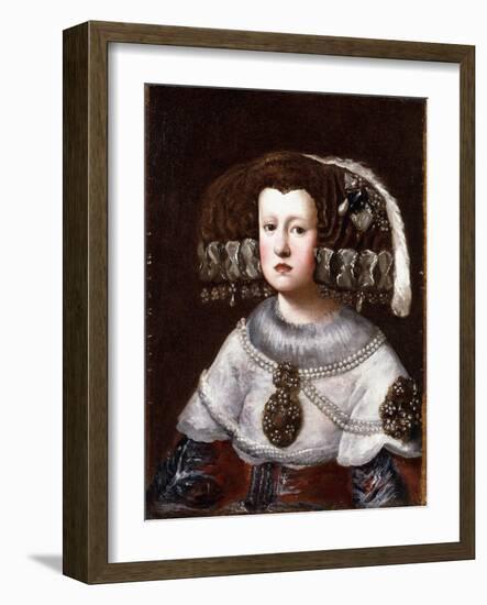 Portrait of Queen Mariana of Austria, Small Half-Length-Diego Velazquez-Framed Giclee Print