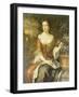 Portrait of Queen Mary II, Wearing a Blue and Red Dress and Holding a Sprig of Orange Blossom-William Wissing-Framed Giclee Print