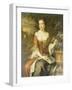 Portrait of Queen Mary II, Wearing a Blue and Red Dress and Holding a Sprig of Orange Blossom-William Wissing-Framed Giclee Print