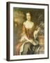 Portrait of Queen Mary II, Wearing a Blue and Red Dress and Holding a Sprig of Orange Blossom-William Wissing-Framed Giclee Print