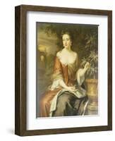 Portrait of Queen Mary II, Wearing a Blue and Red Dress and Holding a Sprig of Orange Blossom-William Wissing-Framed Giclee Print