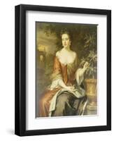 Portrait of Queen Mary II, Wearing a Blue and Red Dress and Holding a Sprig of Orange Blossom-William Wissing-Framed Giclee Print