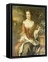 Portrait of Queen Mary II, Wearing a Blue and Red Dress and Holding a Sprig of Orange Blossom-William Wissing-Framed Stretched Canvas