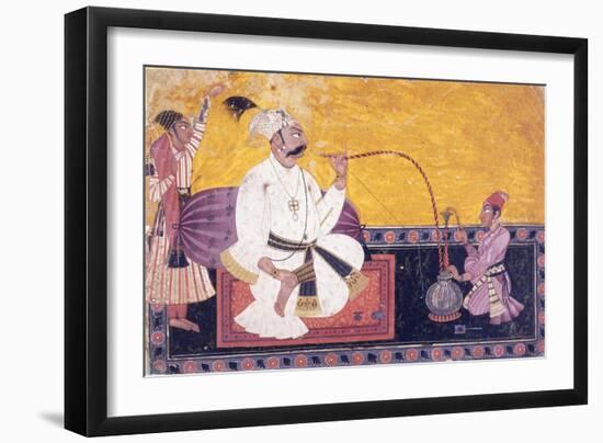 Portrait of Raja Kirpal Pal of Basohli, C. 1690-1700 (Gouache with Gold Paint on Paper)-null-Framed Giclee Print