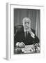 Portrait of RCA Chairman David Sarnoff Sitting at Desk in His Office, Smoking a Cigar-Alfred Eisenstaedt-Framed Photographic Print