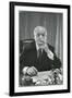 Portrait of RCA Chairman David Sarnoff Sitting at Desk in His Office, Smoking a Cigar-Alfred Eisenstaedt-Framed Photographic Print