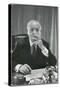 Portrait of RCA Chairman David Sarnoff Sitting at Desk in His Office, Smoking a Cigar-Alfred Eisenstaedt-Stretched Canvas