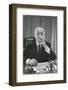 Portrait of RCA Chairman David Sarnoff Sitting at Desk in His Office, Smoking a Cigar-Alfred Eisenstaedt-Framed Photographic Print