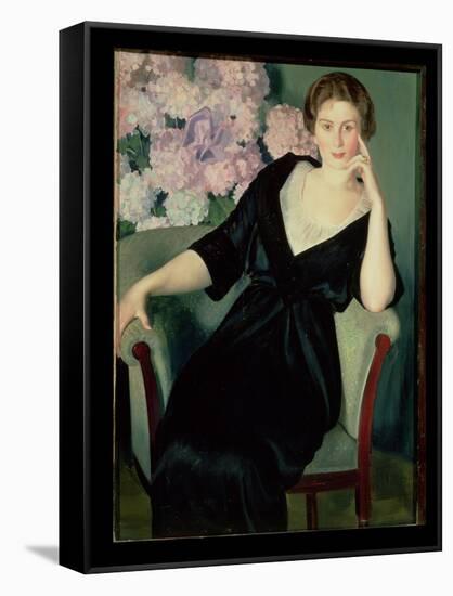 Portrait of Rene Ivanovna Notgaft (B.1880) 1914-Boris Kustodiyev-Framed Stretched Canvas