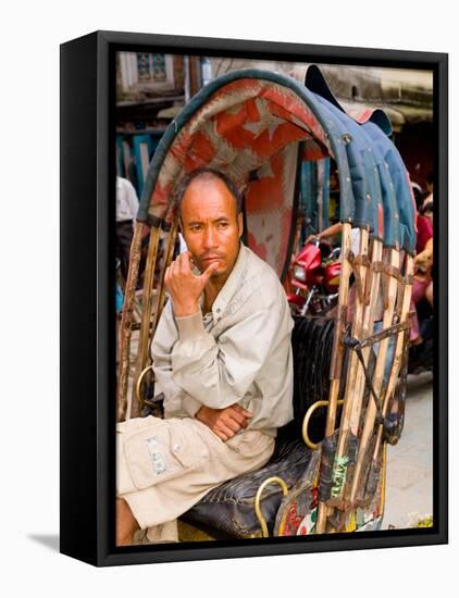 Portrait of Rickshaw Driver, Jaipur, Rajasthan, India-Bill Bachmann-Framed Stretched Canvas
