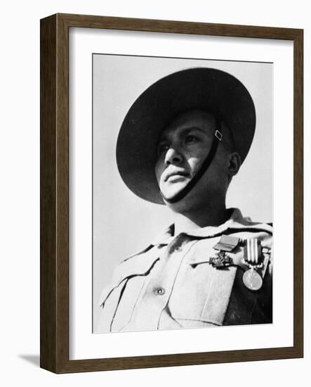 Portrait of Rifleman Ganju Lama VC MM, 1st Battalion, 7th Duke of Edinburgh's Own Gurkha Rifles-English Photographer-Framed Photographic Print