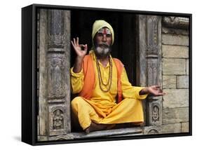 Portrait of Sadhu, Pashupatinath Temple, Kathmandu, Nepal, Asia-Jochen Schlenker-Framed Stretched Canvas