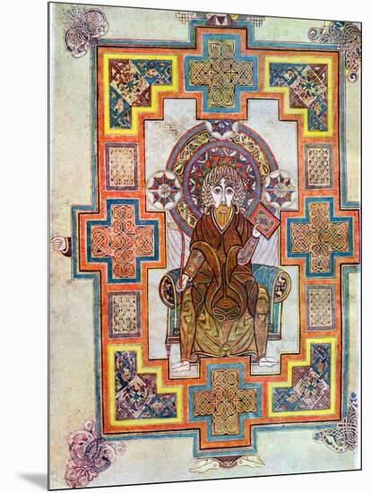 Portrait of Saint John from the Book of Kells, C800-null-Mounted Giclee Print