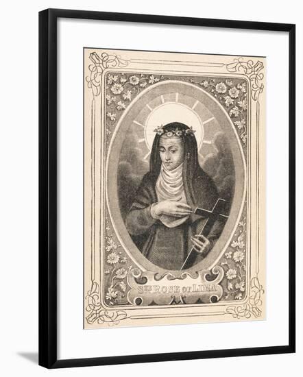 Portrait of Saint Rose of Lima Holding a Cross-null-Framed Giclee Print