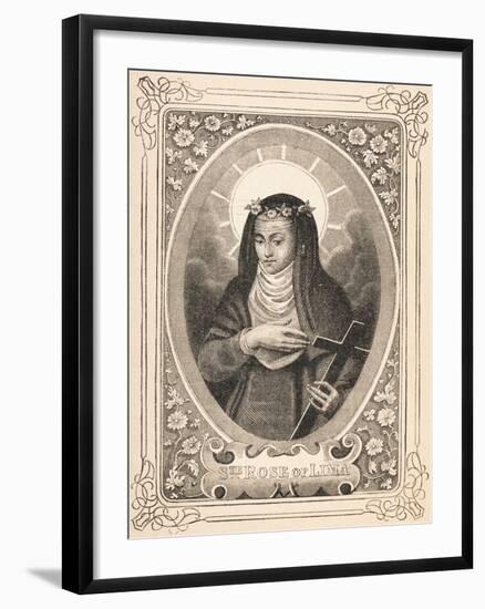 Portrait of Saint Rose of Lima Holding a Cross-null-Framed Giclee Print