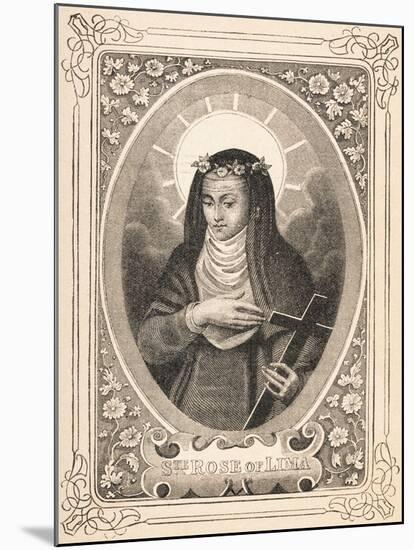 Portrait of Saint Rose of Lima Holding a Cross-null-Mounted Giclee Print