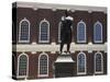 Portrait of Samuel Adams, Faneuil Hall, Boston, Massachusetts, USA-Amanda Hall-Stretched Canvas