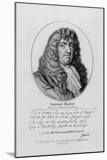 Portrait of Samuel Butler (1612-80) with an Sample of His Handwriting-Gerard Soest-Mounted Giclee Print