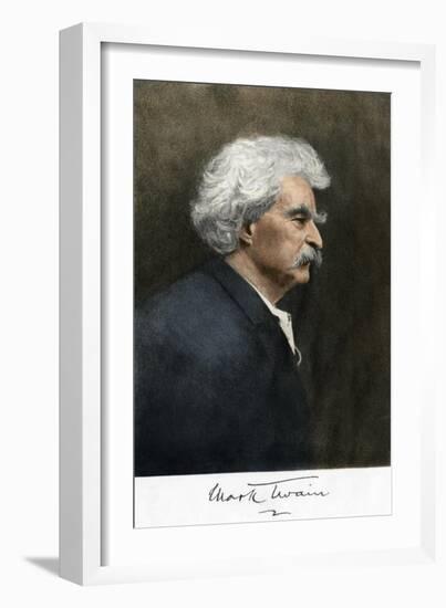 Portrait of Samuel Clemens, with His Mark Twain Autograph-null-Framed Giclee Print