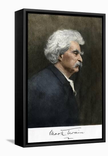 Portrait of Samuel Clemens, with His Mark Twain Autograph-null-Framed Stretched Canvas