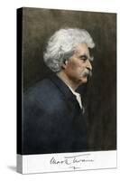 Portrait of Samuel Clemens, with His Mark Twain Autograph-null-Stretched Canvas