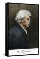 Portrait of Samuel Clemens, with His Mark Twain Autograph-null-Framed Stretched Canvas