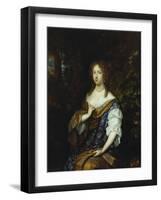 Portrait of Sara Nuyts (1645-1723), (Wife of Lambert Witsen), in an Orange, Blue and White Dress-Caspar Netscher-Framed Giclee Print