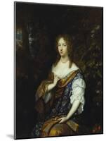 Portrait of Sara Nuyts (1645-1723), (Wife of Lambert Witsen), in an Orange, Blue and White Dress-Caspar Netscher-Mounted Giclee Print