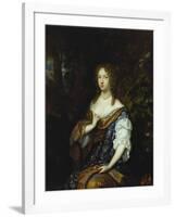 Portrait of Sara Nuyts (1645-1723), (Wife of Lambert Witsen), in an Orange, Blue and White Dress-Caspar Netscher-Framed Giclee Print