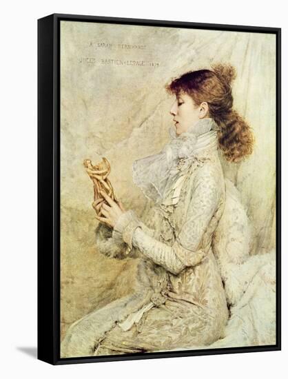 Portrait of Sarah Bernhardt-Jules Bastien-Lepage-Framed Stretched Canvas