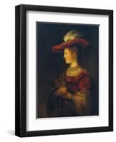 Portrait of Saskia Van Uylenburgh, the Artist's Wife, 1633/34-Rembrandt van Rijn-Framed Giclee Print
