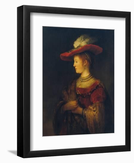 Portrait of Saskia Van Uylenburgh, the Artist's Wife, 1633/34-Rembrandt van Rijn-Framed Giclee Print