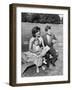 Portrait of Senator John F. Kennedy with Wife Jackie and Daughter Caroline Outside at Summer Home-Paul Schutzer-Framed Photographic Print