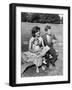 Portrait of Senator John F. Kennedy with Wife Jackie and Daughter Caroline Outside at Summer Home-Paul Schutzer-Framed Photographic Print