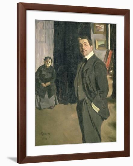 Portrait of Sergei Pavlovich Diaghilev with His Nurse, 1906-Leon Bakst-Framed Giclee Print